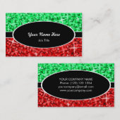 Glitz Mix Green Red Black Oval Visitenkarte (Vorne/Hinten)