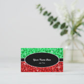 Glitz Mix Green Red Black Oval Visitenkarte (Stehend Vorderseite)
