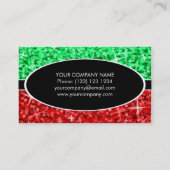 Glitz Mix Green Red Black Oval Visitenkarte (Rückseite)