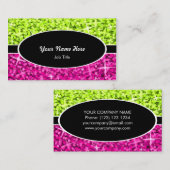 Glitz Mix Limon Pink Black Oval Visitenkarte (Vorne/Hinten)