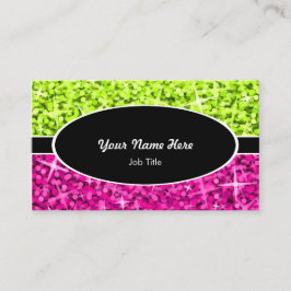 Glitz Mix Limon Pink Black Oval Visitenkarte