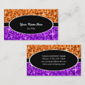 Glitz Mix Orange Lila schwarz-ovale Visitenkarte (Vorne/Hinten)
