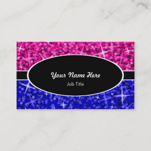 Glitz Mix Pink Blue Black Oval Visitenkarte