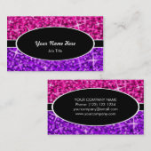 Glitz Mix Pink Lila schwarz-ovale Visitenkarte (Vorne/Hinten)