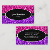 Glitz Mix Pink Lila schwarz-ovale Visitenkarte (Vorne/Hinten)