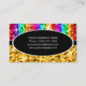 Glitz Mix Rainbow "Gold" schwarze ovale Visitenkar Visitenkarte (Rückseite)