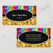 Glitz Mix Rainbow "Gold" schwarze ovale Visitenkar Visitenkarte (Vorne/Hinten)