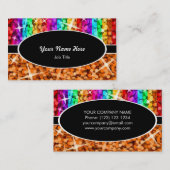 Glitz Mix Rainbow Orange Black Oval Visitenkarte (Vorne/Hinten)