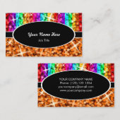 Glitz Mix Rainbow Orange Black Oval Visitenkarte (Vorne/Hinten)