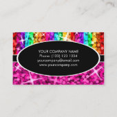 Glitz Mix Rainbow Pink Schwarz Oval Visitenkarte (Rückseite)