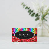 Glitz Mix Rainbow Red Black Oval Visitenkarte (Stehend Vorderseite)