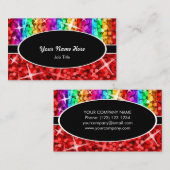 Glitz Mix Rainbow Red Black Oval Visitenkarte (Vorne/Hinten)