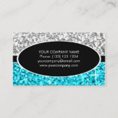 Glitz Mix "Silver" Blue Black Oval Visitenkarte (Rückseite)