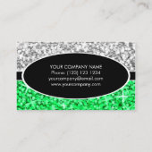 Glitz Mix "Silver" Green Black Oval Visitenkarte (Rückseite)