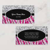 Glitz Mix "Silver" Zebra Pink schwarzer Oval Visitenkarte (Vorne/Hinten)