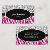 Glitz Mix "Silver" Zebra Pink schwarzer Oval Visitenkarte (Vorne/Hinten)