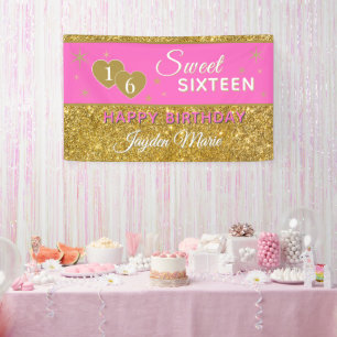 Glitz!! Personalisiertes Sweet 16 Geburtstagsbanne Banner