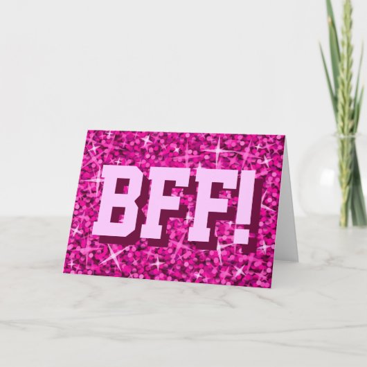 Glitz Pink 'BESTE FREUNDIN' Grüße Karte (Vorderseite)