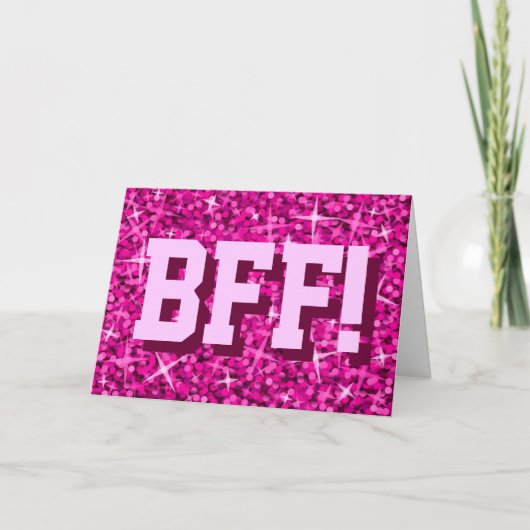 Glitz Pink 'BESTE FREUNDIN' 'Ihr Text' Grüße Karte (Vorderseite)