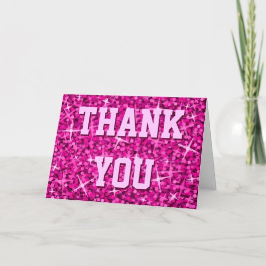 Glitz Pink 'Danke' 'Dein Text' Grüße Karte (Vorderseite)