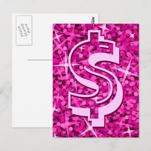 Glitz Pink Dollar Postkarte (Vorne/Hinten)