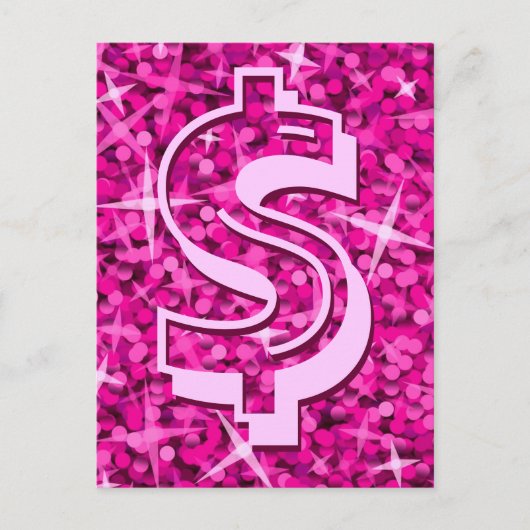 Glitz Pink Dollar Postkarte (Vorderseite)