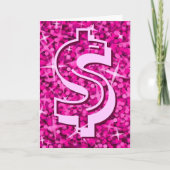 Glitz Pink dollar "$" "Your Text" greetings card Karte (Vorderseite)