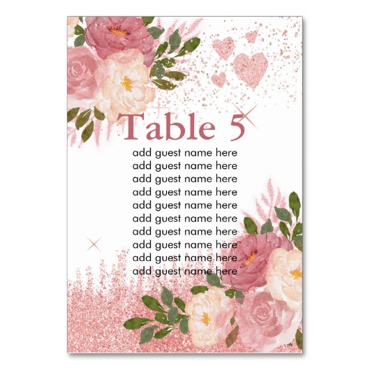 Glitz Pink Glam Glitzer Sparkle Shine Tischnummer (Vorderseite)