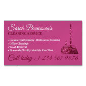 Glitz Pink Glamour Cleaning Service Janitorial Magnetische Visitenkarte (Vorderseite)