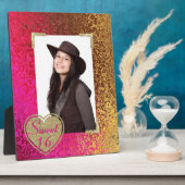 Glitz Pink & Gold Sweet 16 Foto Plaque Fotoplatte (Seite)