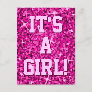 Glitz Pink 'It's a Girl!' Postkarte