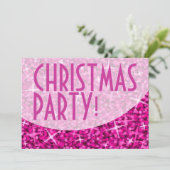 Glitz Pink-Kurve Einladung "Weihnachts-Party" (Stehend Vorderseite)