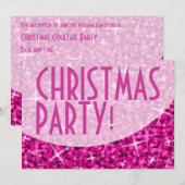 Glitz Pink-Kurve Einladung "Weihnachts-Party" (Vorne/Hinten)