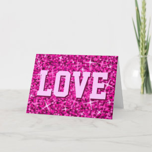 Glitz Pink 'LIEBE' 'Ihr Text' Grüße Karte