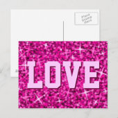 Glitz Pink 'LIEBE' Postkarte (Vorne/Hinten)