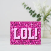 Glitz Pink 'LOL' Postkarte (Stehend Vorderseite)