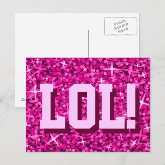 Glitz Pink 'LOL' Postkarte (Vorne/Hinten)