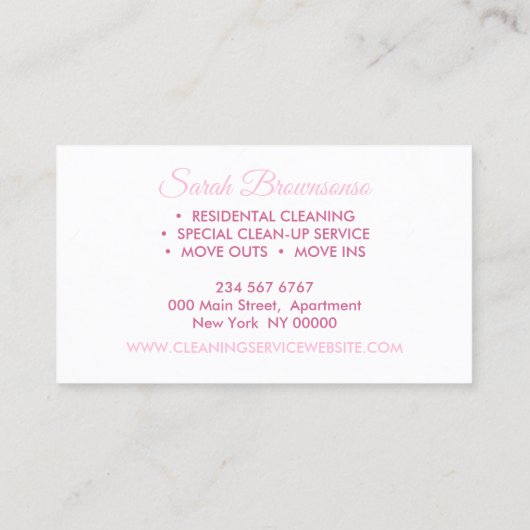 Glitz Pink Luxury Reinigungsmädchen Janitorial Visitenkarte (Rückseite)