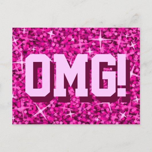 Glitz Pink 'OMG' Postkarte (Vorderseite)