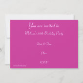Glitz Pink 'Party' Einladung pink Text! (Rückseite)