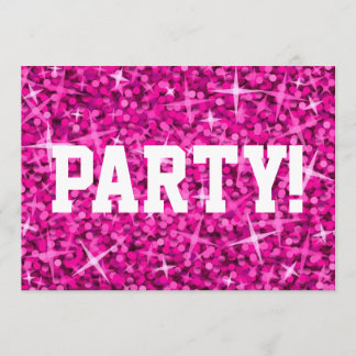 Glitz Pink 'Party' weißer Einladungstext Einladung