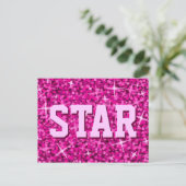 Glitz Pink 'STAR' Postkarte (Stehend Vorderseite)