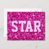 Glitz Pink 'STAR' Postkarte (Vorne/Hinten)