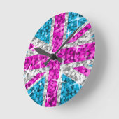 Glitz Pink UK clock round Runde Wanduhr (Winkel)