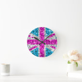 Glitz Pink UK clock round Runde Wanduhr (Zuhause)