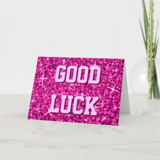 Glitz Pink 'Viel Glück'-Karte Karte (Vorderseite)