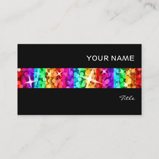 Glitz Rainbow Strip Visitenkarte schwarz (Vorderseite)