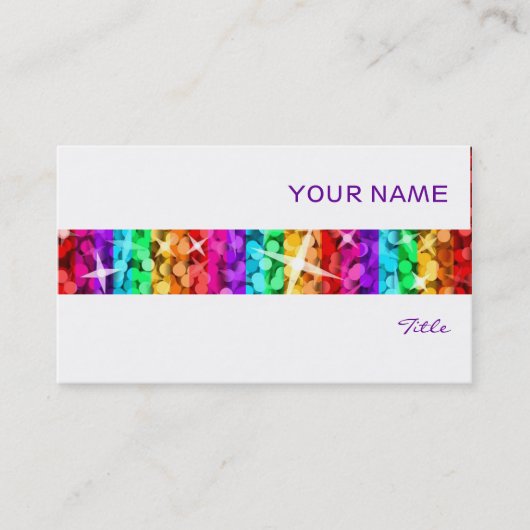 Glitz Rainbow Strip Visitenkarte weiß (Vorderseite)