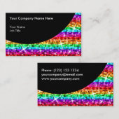 Glitz Rainbow Stripe Black Curve business card Visitenkarte (Vorne/Hinten)