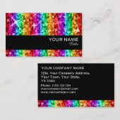 Glitz Rainbow Stripe  business card black stripe Visitenkarte (Vorne/Hinten)